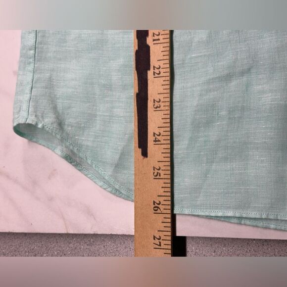 UNTUCKit Linen Long Sleeve Button Up Shirt, Women's Size 14, Mint Green - Picture 9 of 10